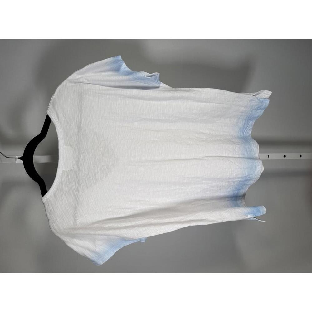 Six Fifty White Blue Dip Dye V-Neck T-Shirt 100% Cotton Short Sleeve Size XL - Picture 3 of 5